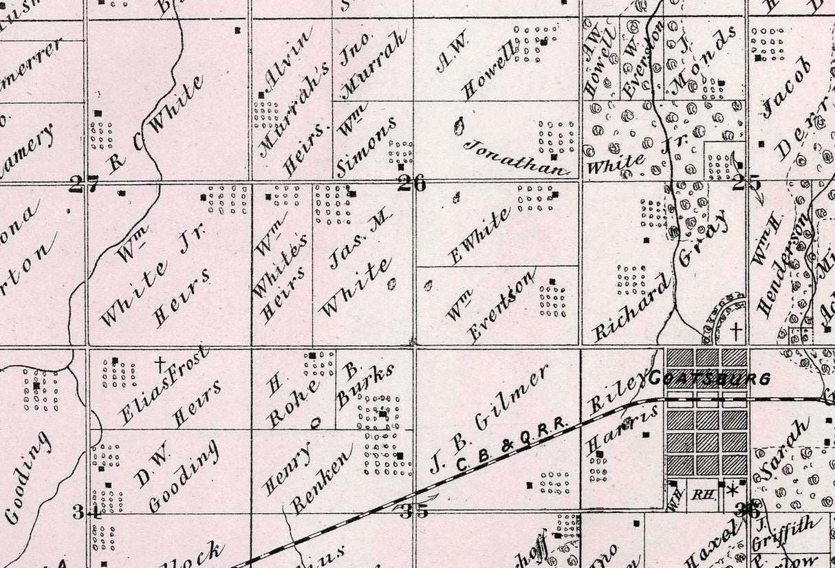 1872 Map of Honey Creek Township Adams County Illinois