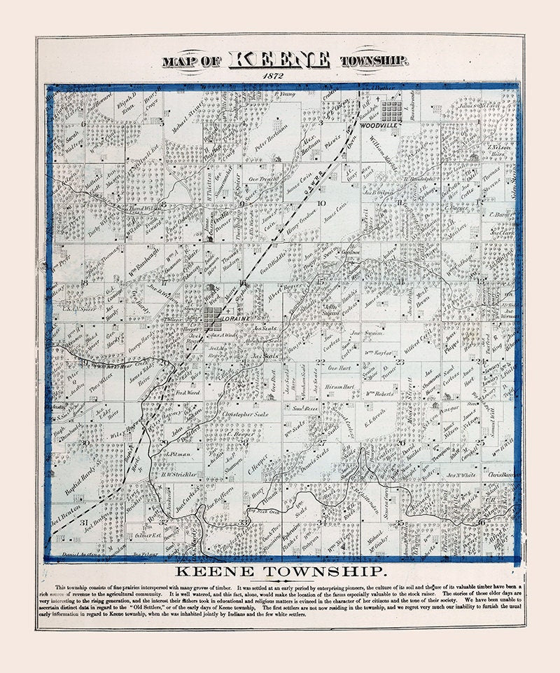 1872 Map of Keene Township Adams County Illinois
