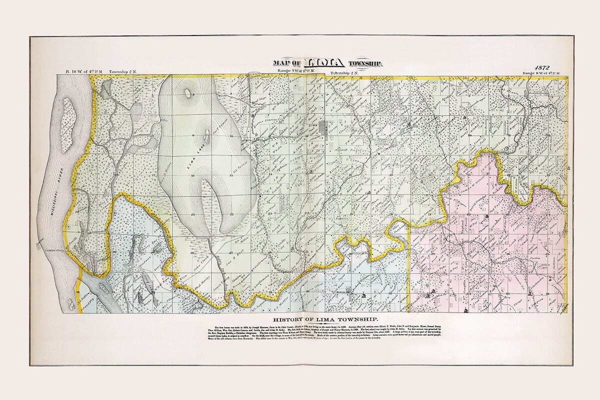 1872 Map of Lima Township Adams County Illinois