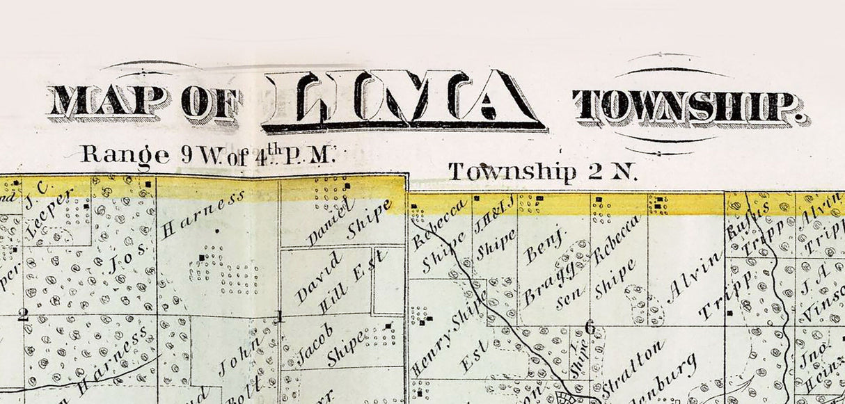 1872 Map of Lima Township Adams County Illinois