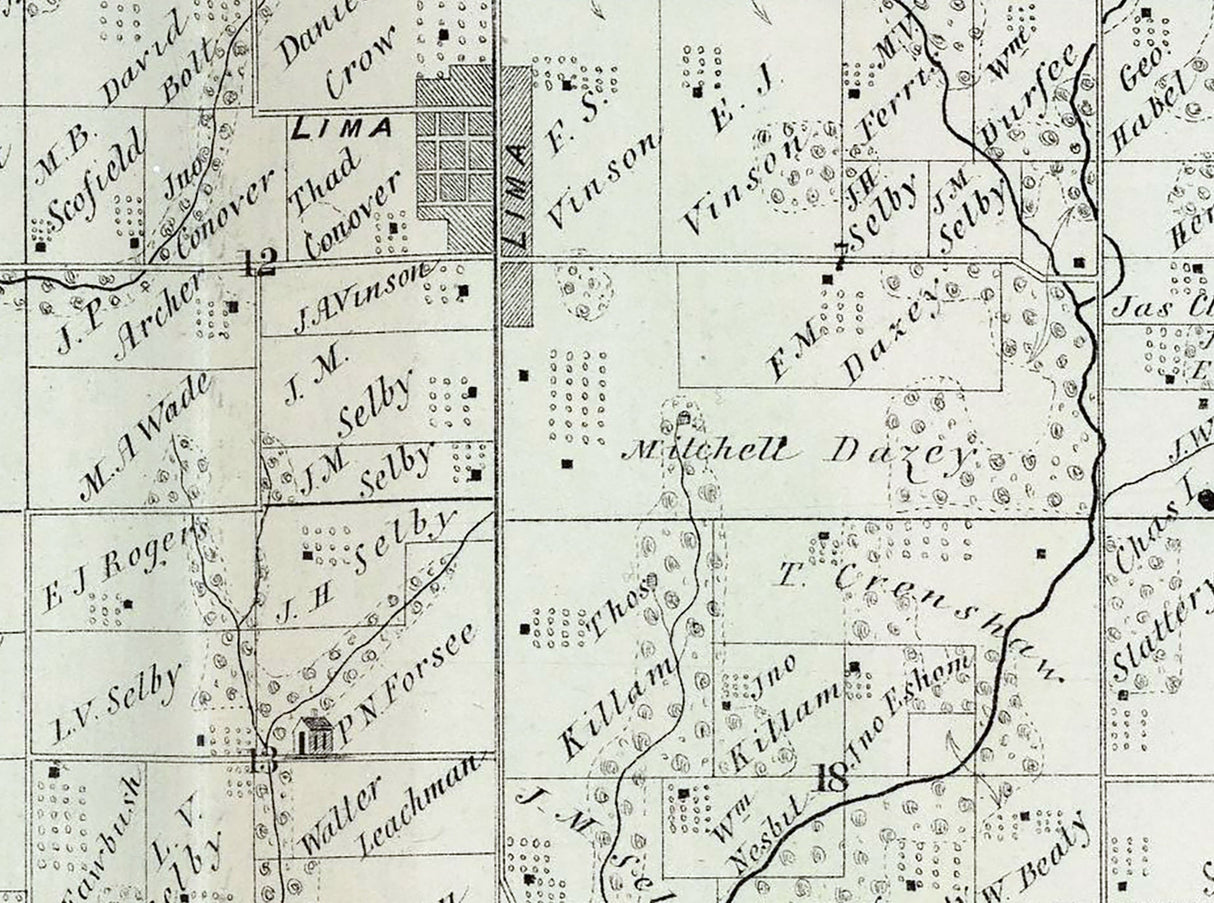 1872 Map of Lima Township Adams County Illinois