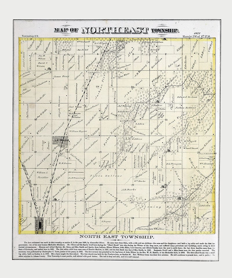 1872 Map of Northeast Township Adams County Illinois