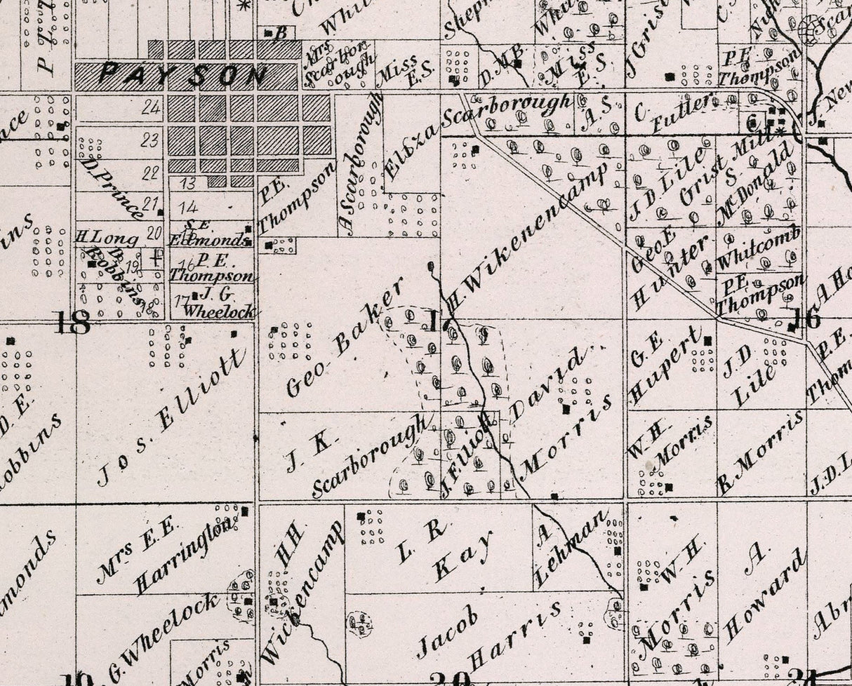 1872 Map of Payson Township Adams County Illinois