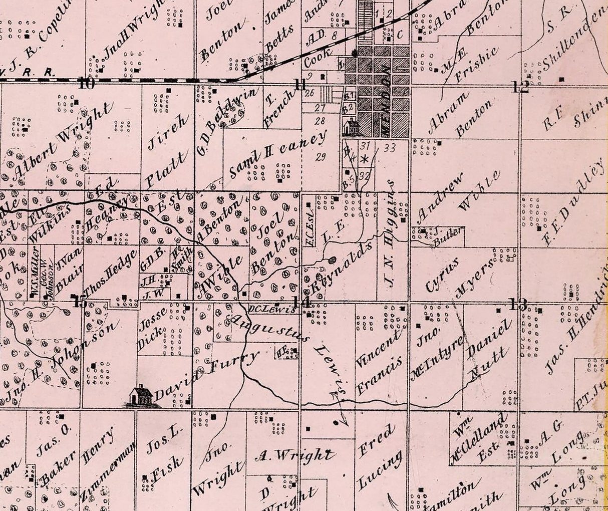 1872 Map of Ursa and Mendon Township Adams County Illinois