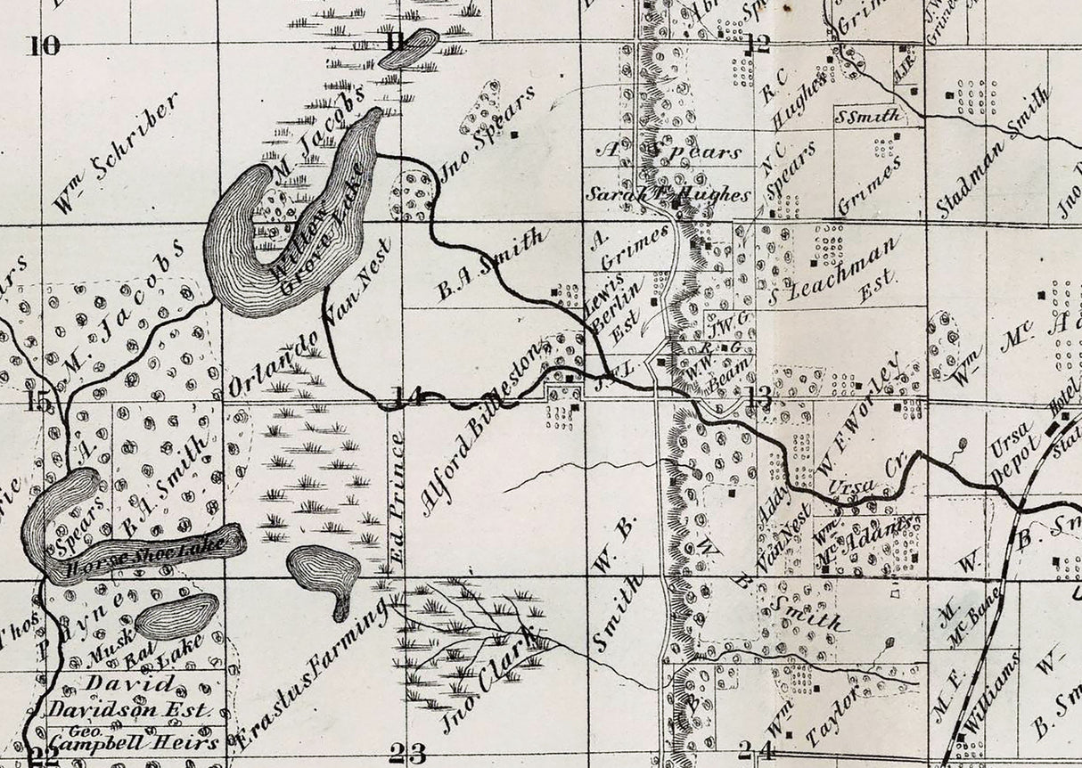1872 Map of Ursa and Mendon Township Adams County Illinois