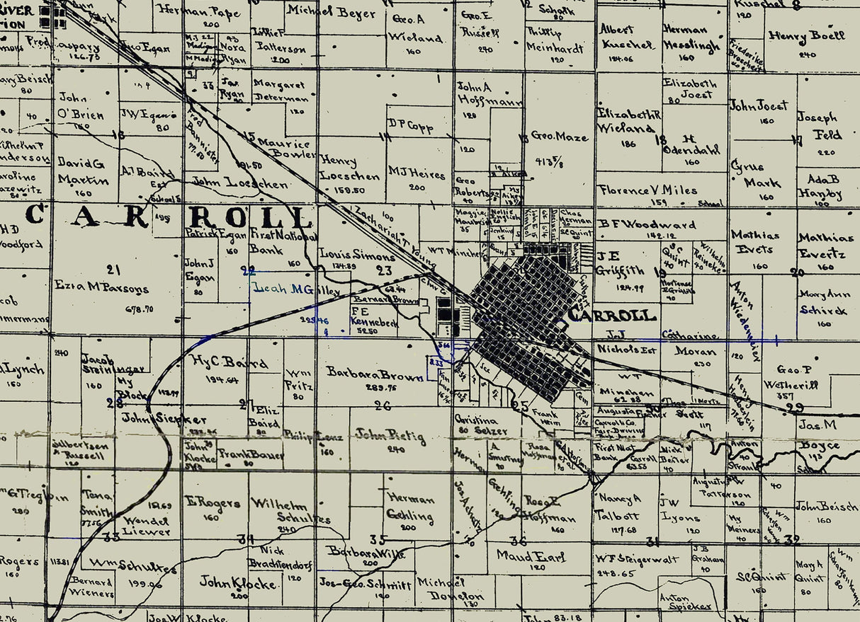 1901 Map of Carroll County Iowa