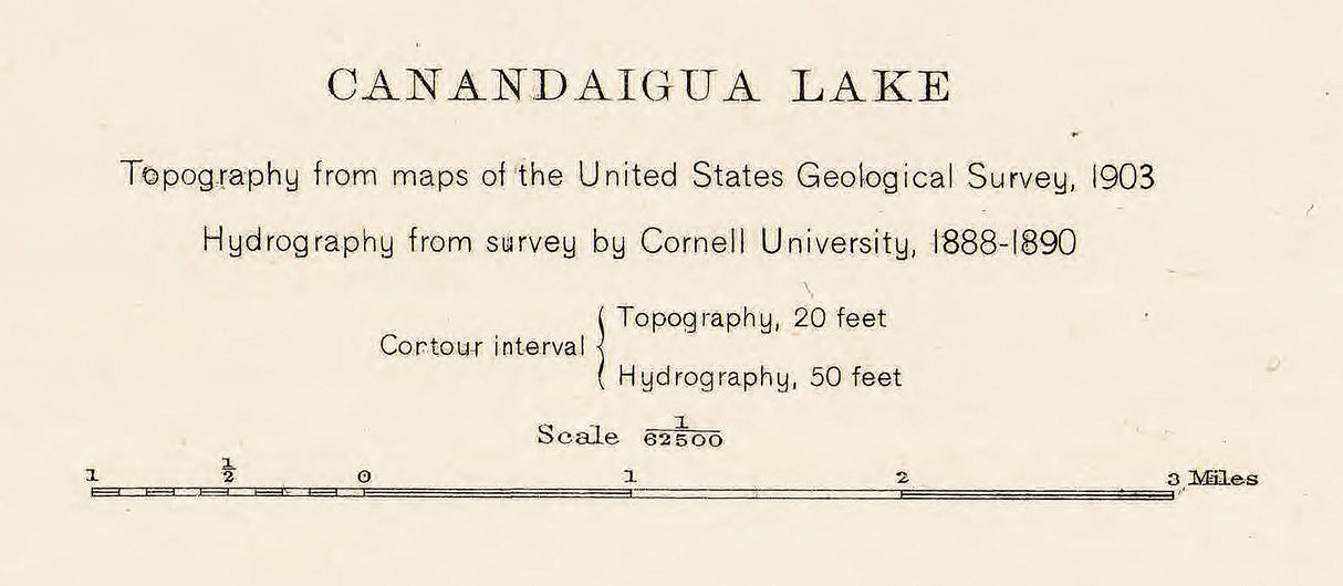 1903 Map of Canandalgua Lake New York Ontario and Yates County