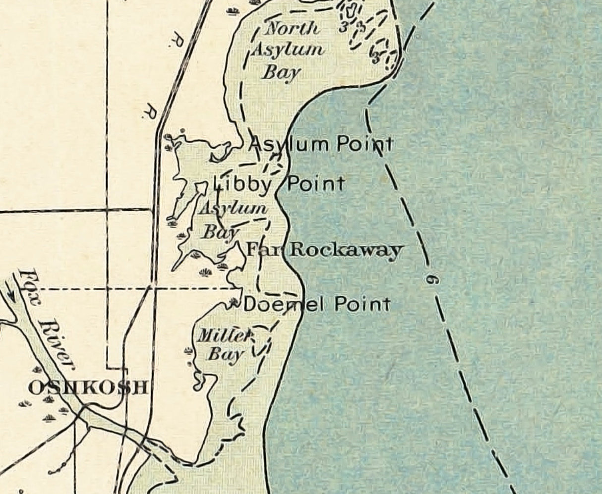 1914 Map of Lake Winnebago Wisconsin