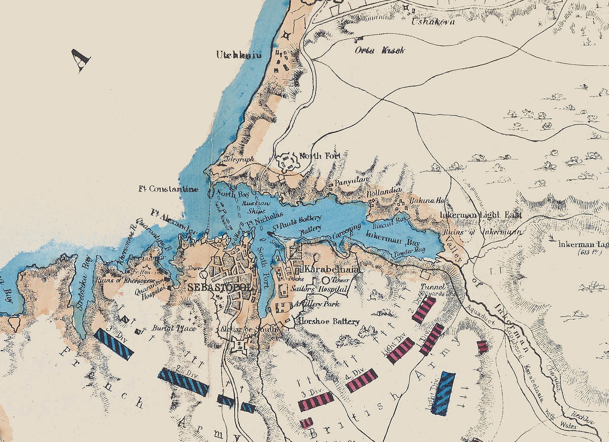 1855 Map of Sevastopol Crimea Ukraine Region