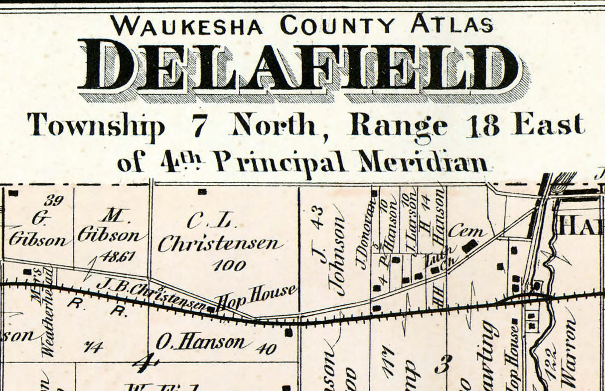 1873 Map of Delafield Township Waukesha County Wisconsin