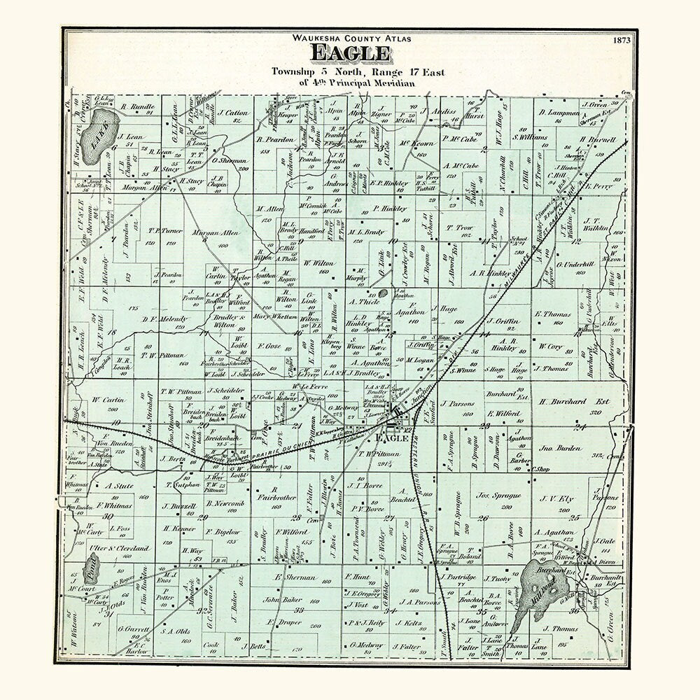1873 Map of Eagle Township Waukesha County Wisconsin