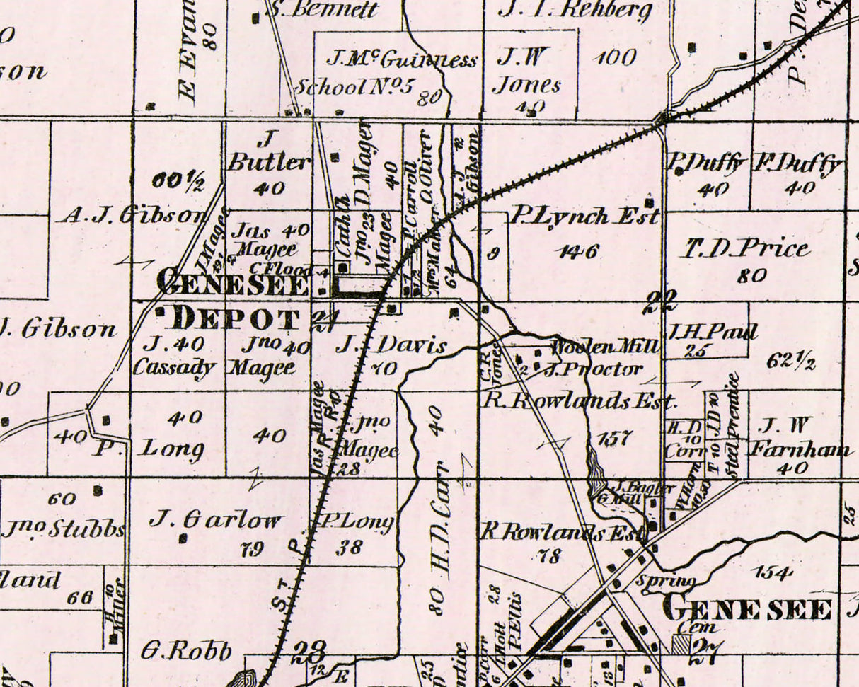 1873 Map of Genesee Township Waukesha County Wisconsin