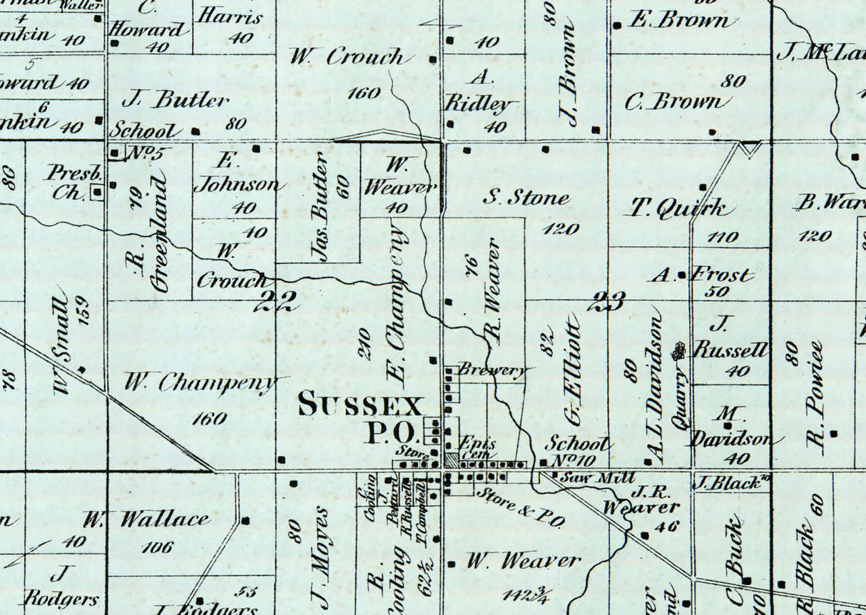 1873 Map of Lisbon Township Waukesha County Wisconsin