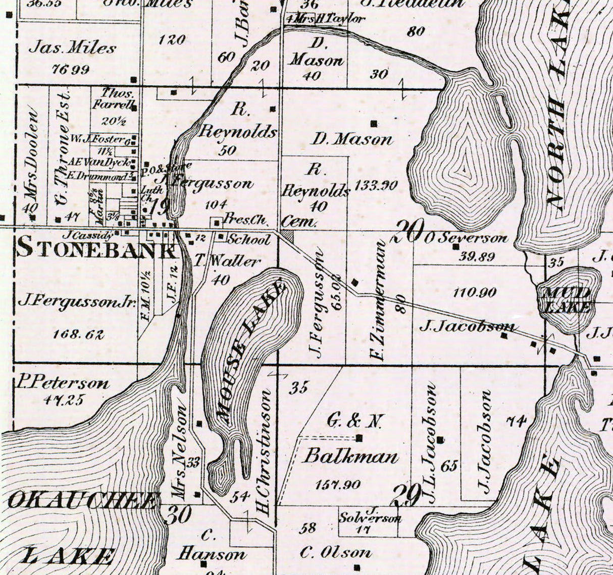 1873 Map of Merton Township Waukesha County Wisconsin