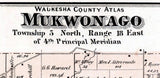 1873 Map of Mukwonago and Vernon Township Waukesha County Wisconsin