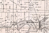 1873 Map of Mukwonago and Vernon Township Waukesha County Wisconsin