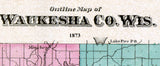 1873 Map of Waukesha County Wisconsin