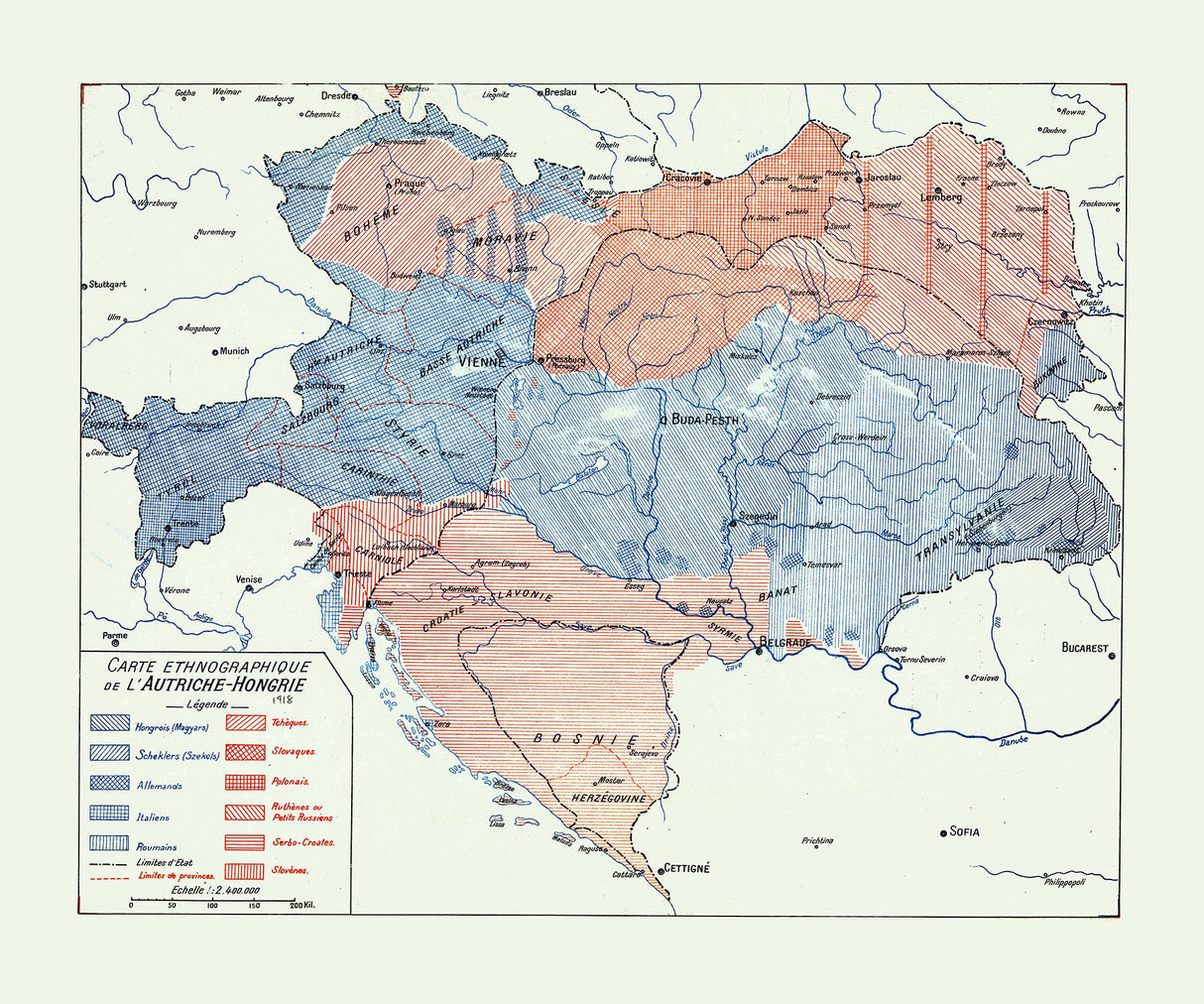 1918 Map of Austria Hungary Ethnic Groups