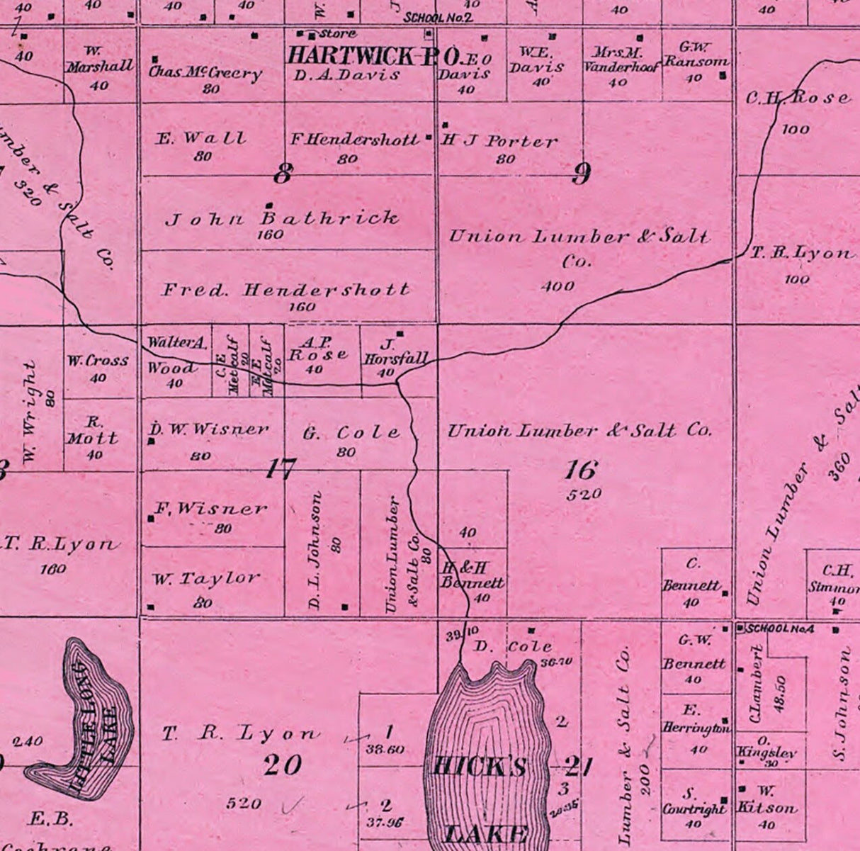 1900 Map of Hartwick Township Osceola County Michigan