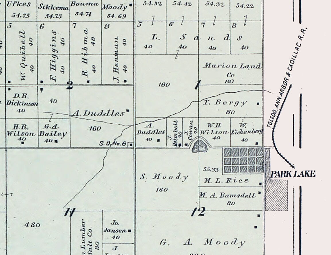 1900 Map of Highland Township Osceola County Michigan