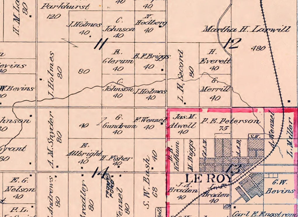 1900 Map of Le Roy Township Osceola County Michigan