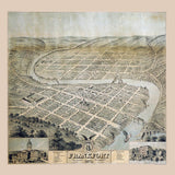 1871 Panoramic Map of Frankfort Franklin County Kentucky