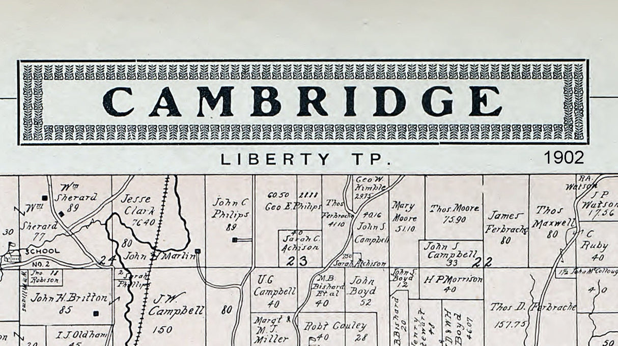 1902 Map of Cambridge Township Guernsey County Ohio