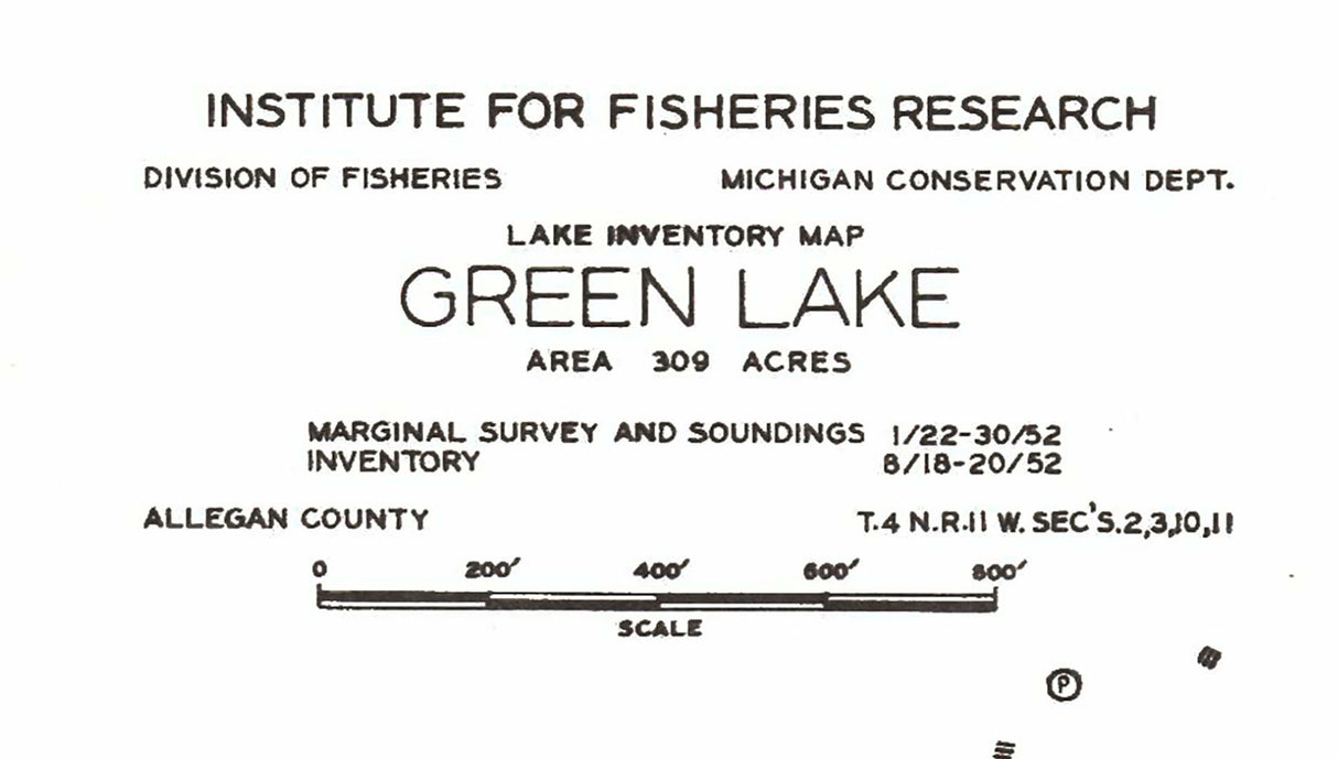 1952 Map of Green Lake Allegan County Michigan