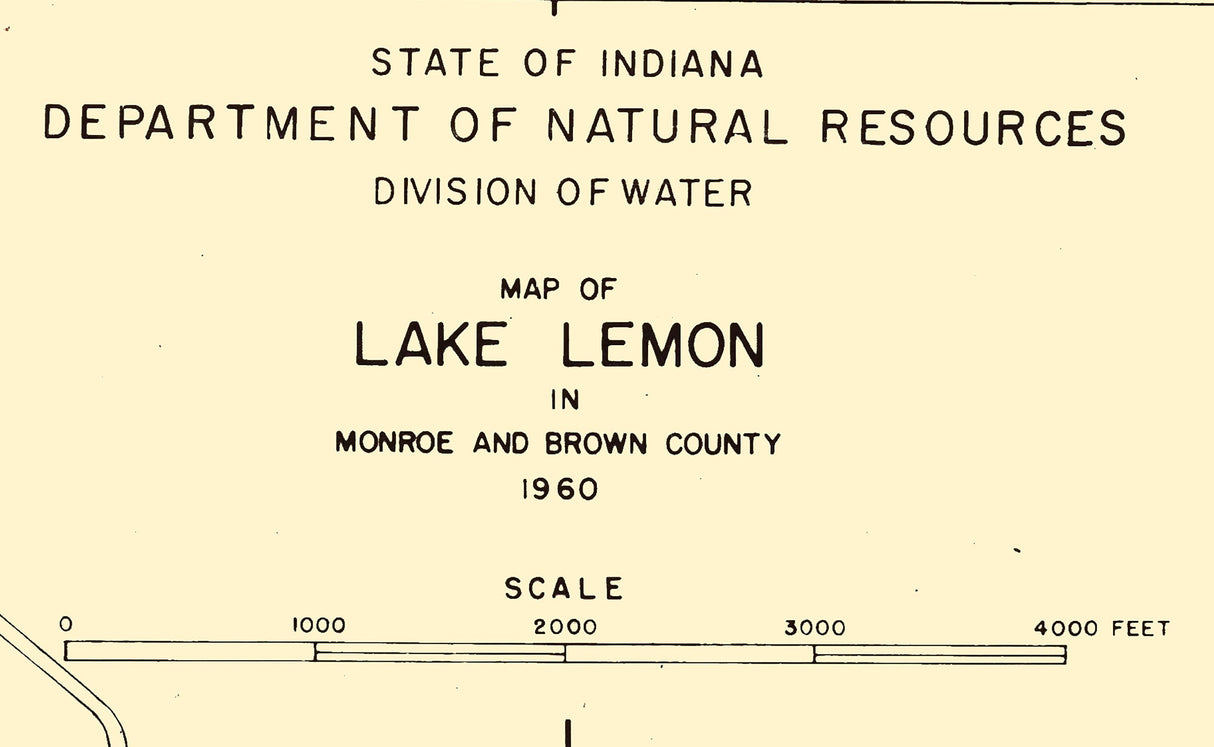 1960 Map of Lake Lemon Monroe and Brown County Indiana