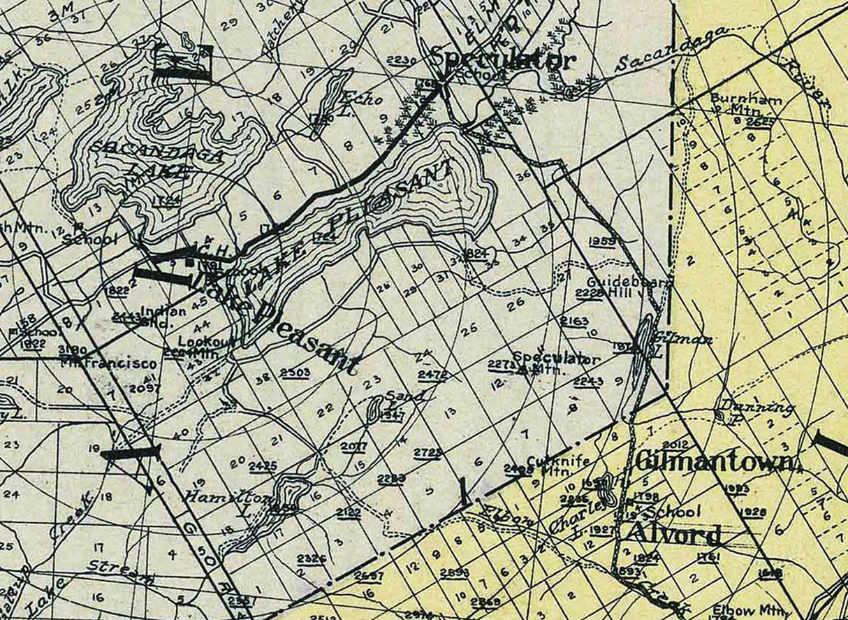 1910 Map of Hamilton County New York