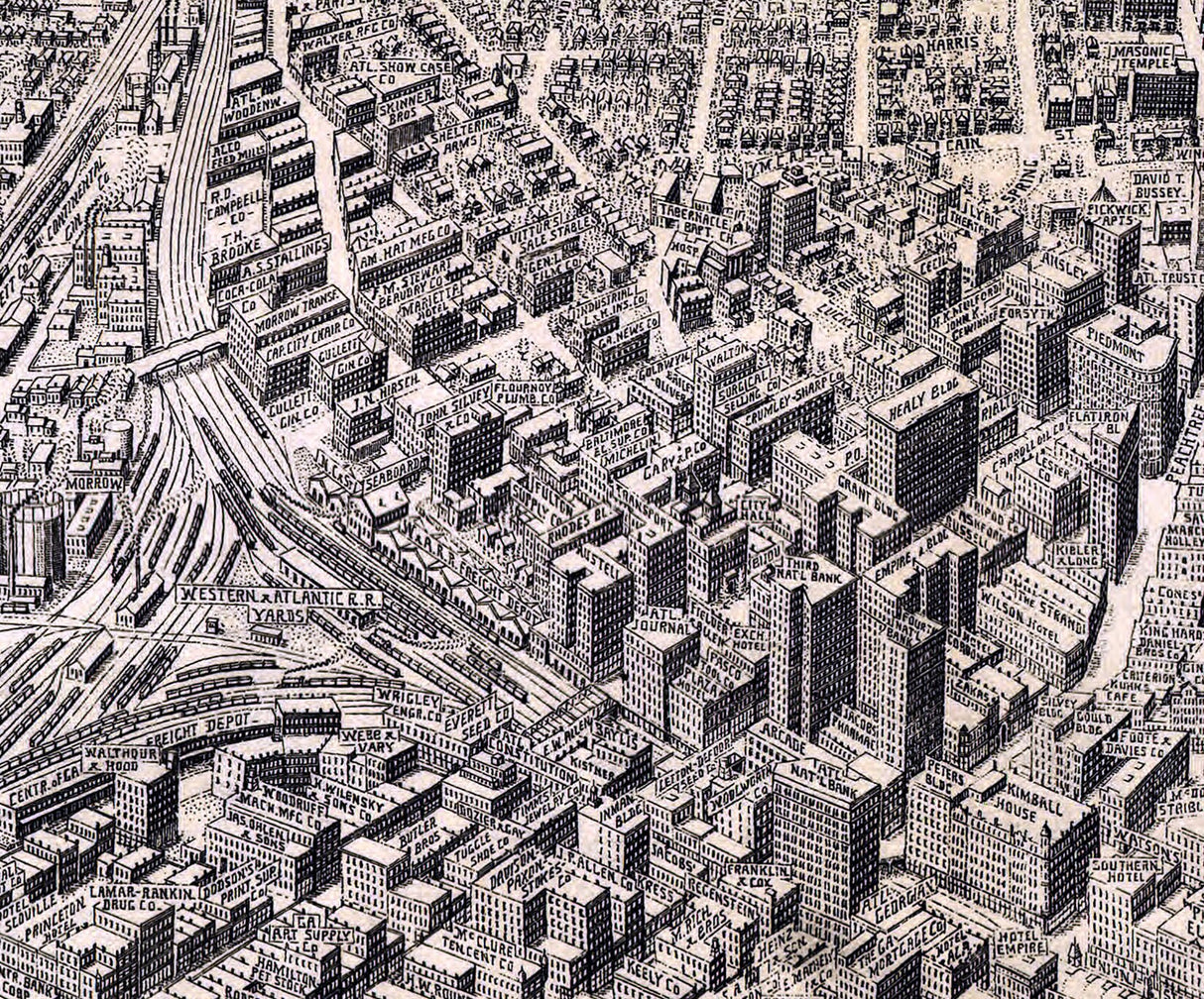 1919 Panoramic Map of Atlanta Georgia