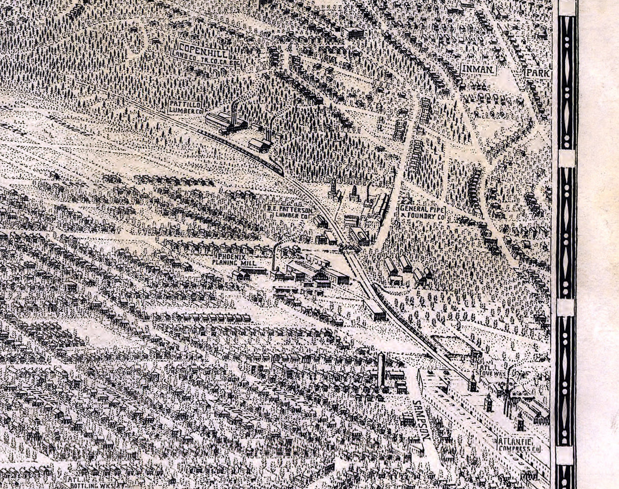 1919 Panoramic Map of Atlanta Georgia