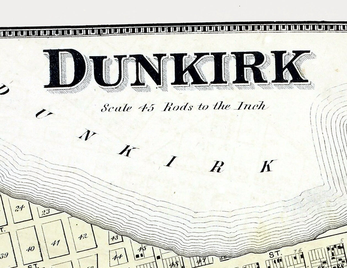 1867 Town Map of Dunkirk Chautauqua County New York