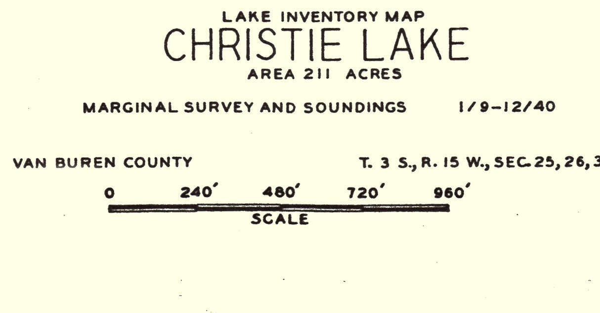 1940 Map of Christie Lake Van Buren County Michigan