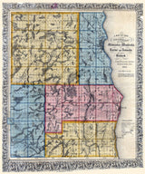 1855 Map of the Counties of Milwaukee Waukesha Racine Kenosha Walworth Wisconsin