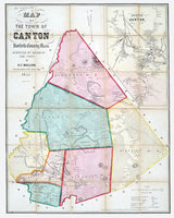 1855 Town Map of Canton Norfolk County Massachusetts