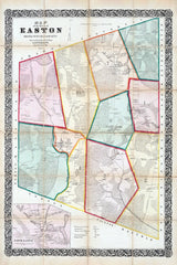 1855 Town Map of Easton Bristol County Massachusetts