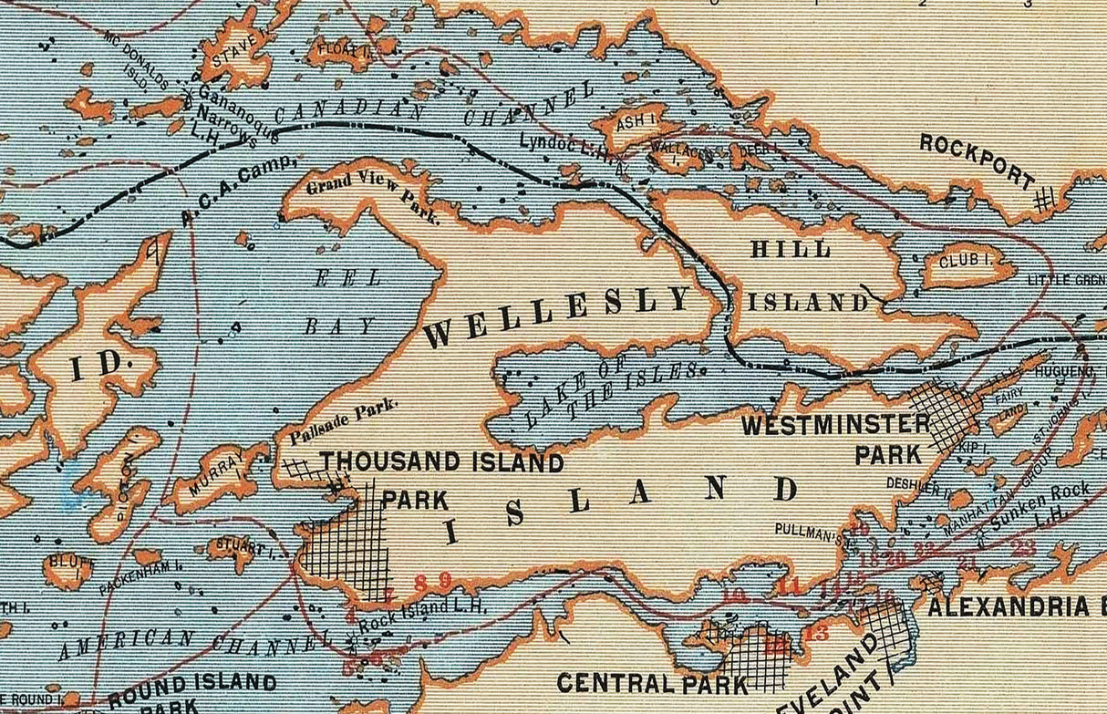 1861 Map of Thousand Islands of the St Lawrence New York Ontario