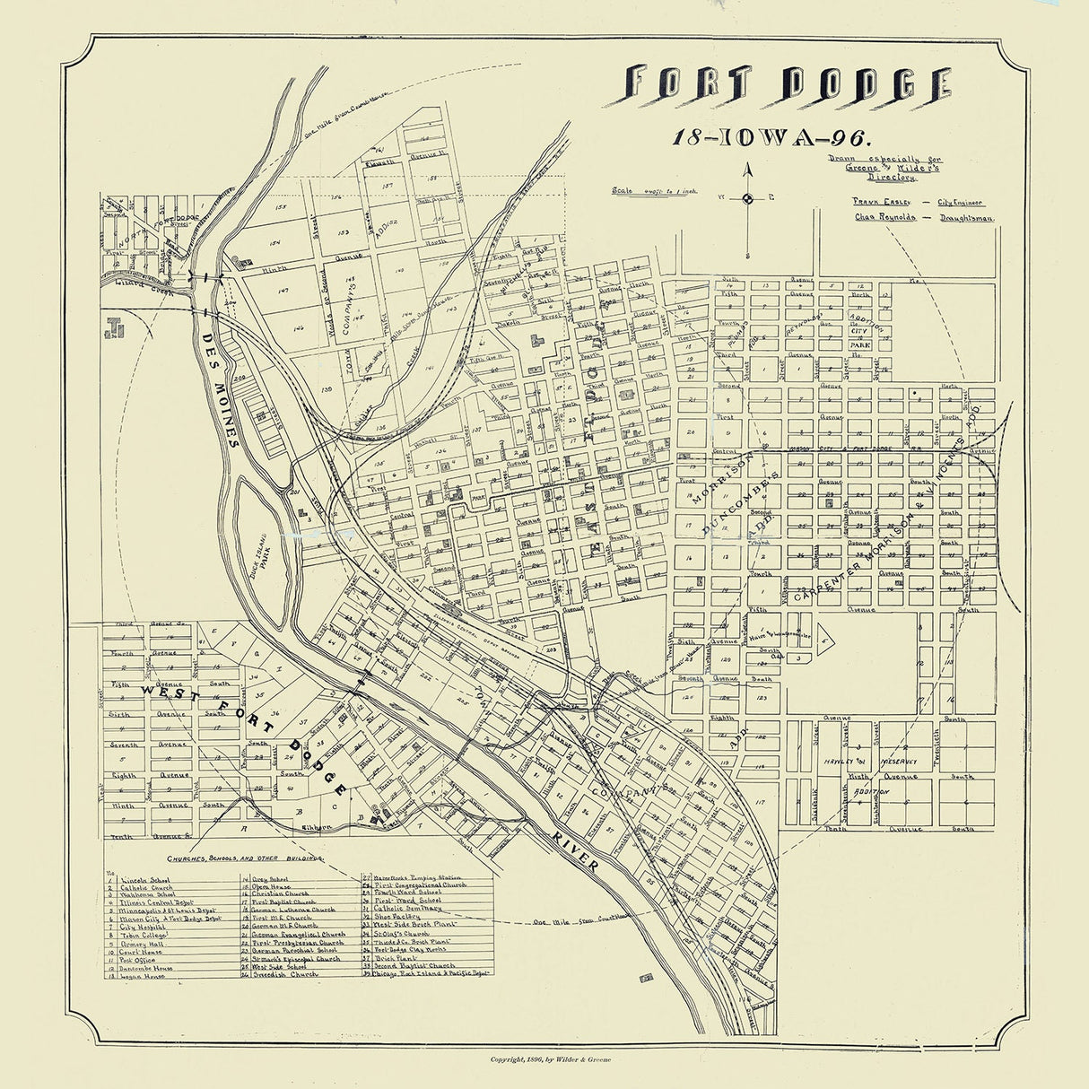 1896 Map of Fort Dodge Iowa