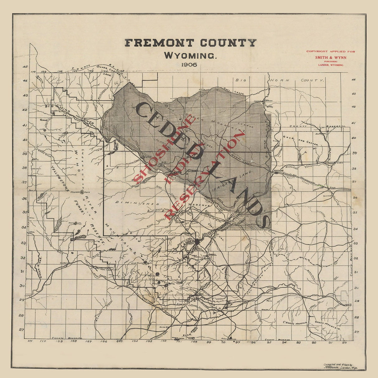 1906 Map of Fremont County Wyoming