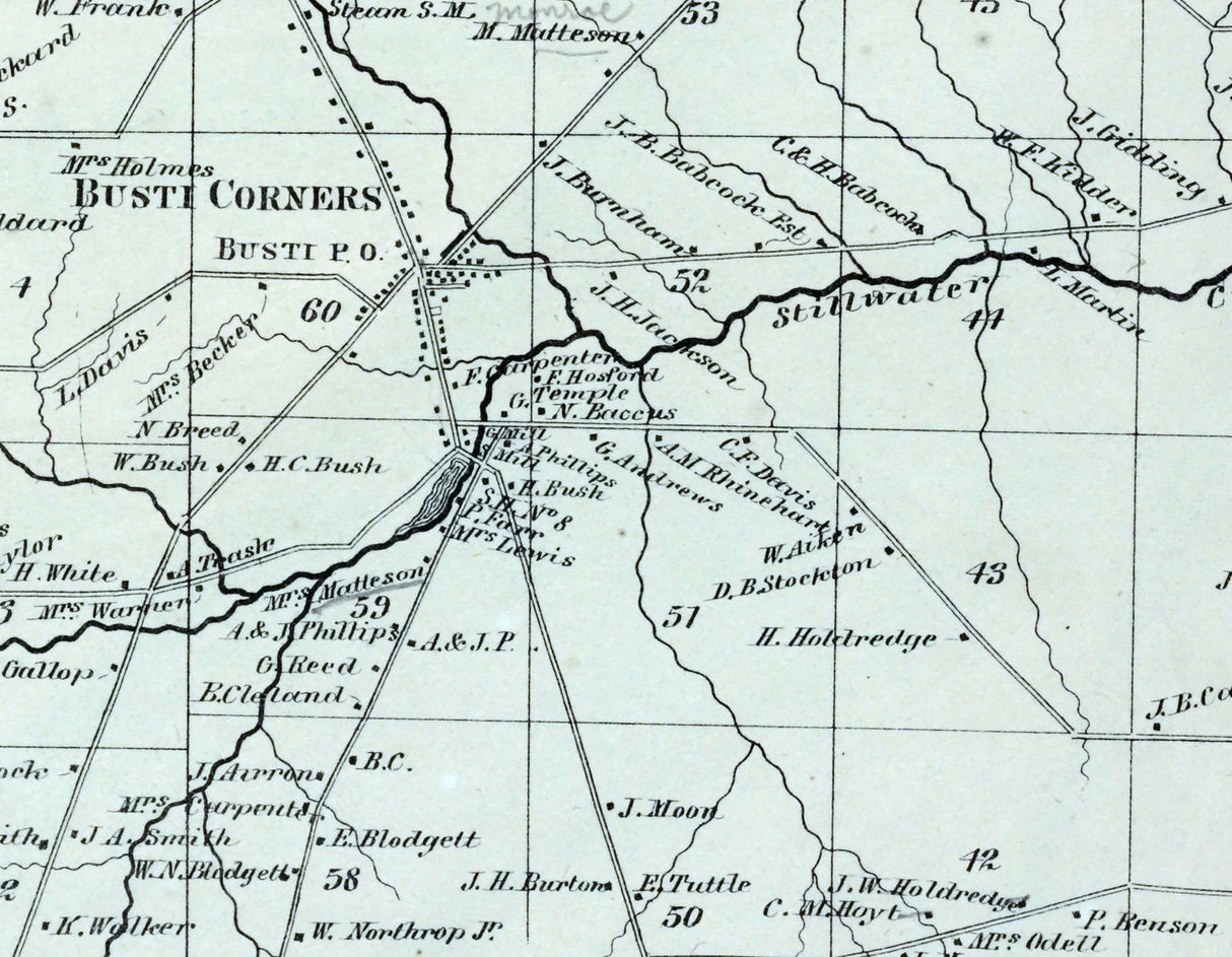 1867 Map of Busti Township Chautauqua County New York