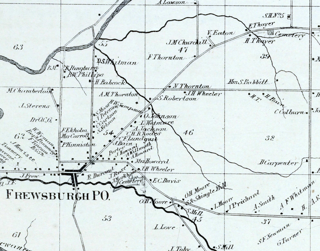 1867 Map of Carroll Township Chautauqua County New York