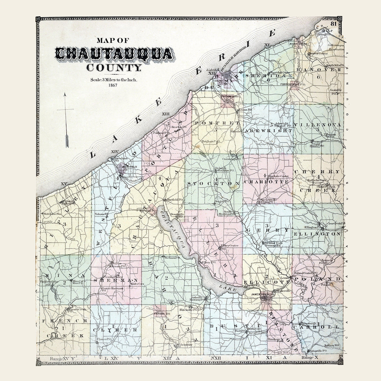 1867 Map of Chautauqua County New York