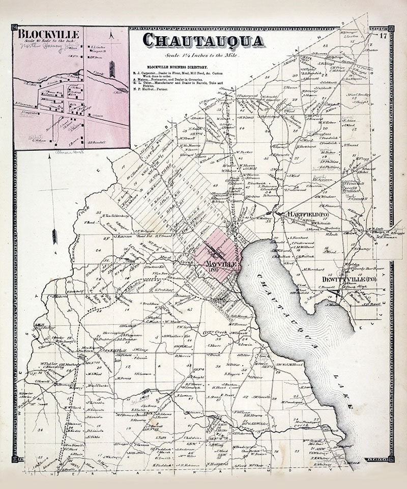 1867 Map of Chautauqua Township Chautauqua County New York