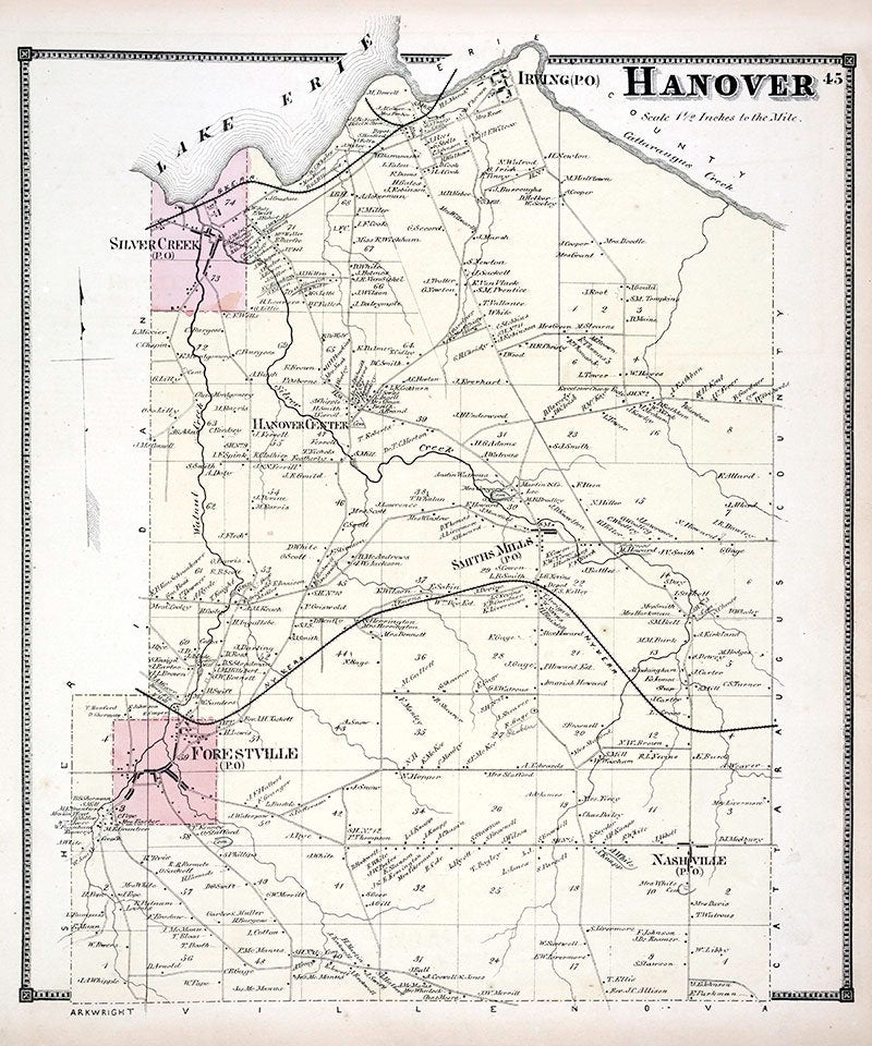 1867 Map of Hanover Township Chautauqua County New York