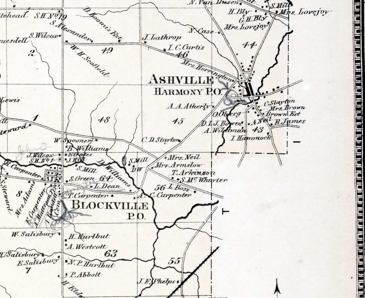 1867 Map of Harmony Township Chautauqua County New York