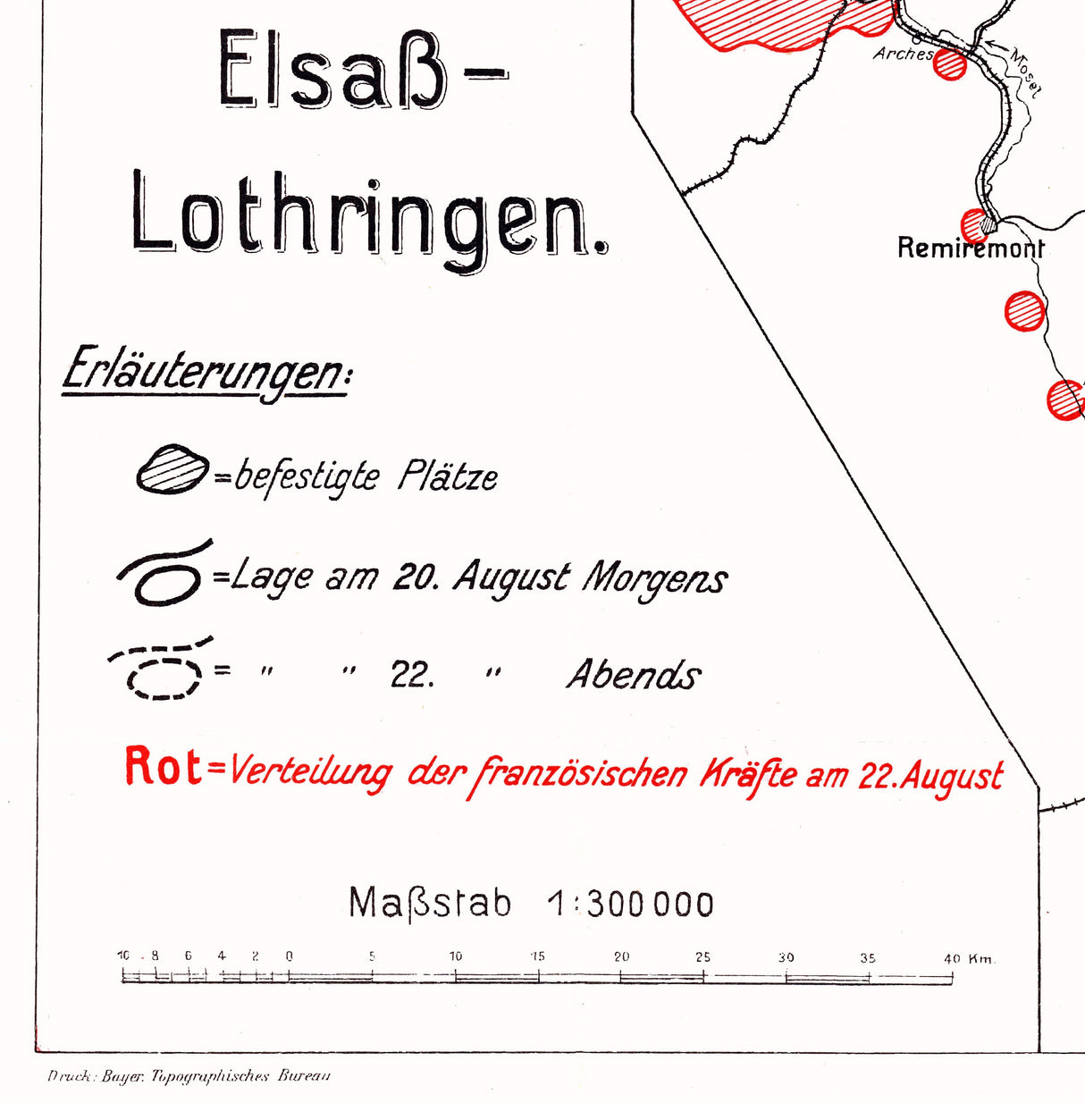 1918 Map of Strasbourg France Region Elsab Lothringen WW1