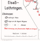 1918 Map of Strasbourg France Region Elsab Lothringen WW1