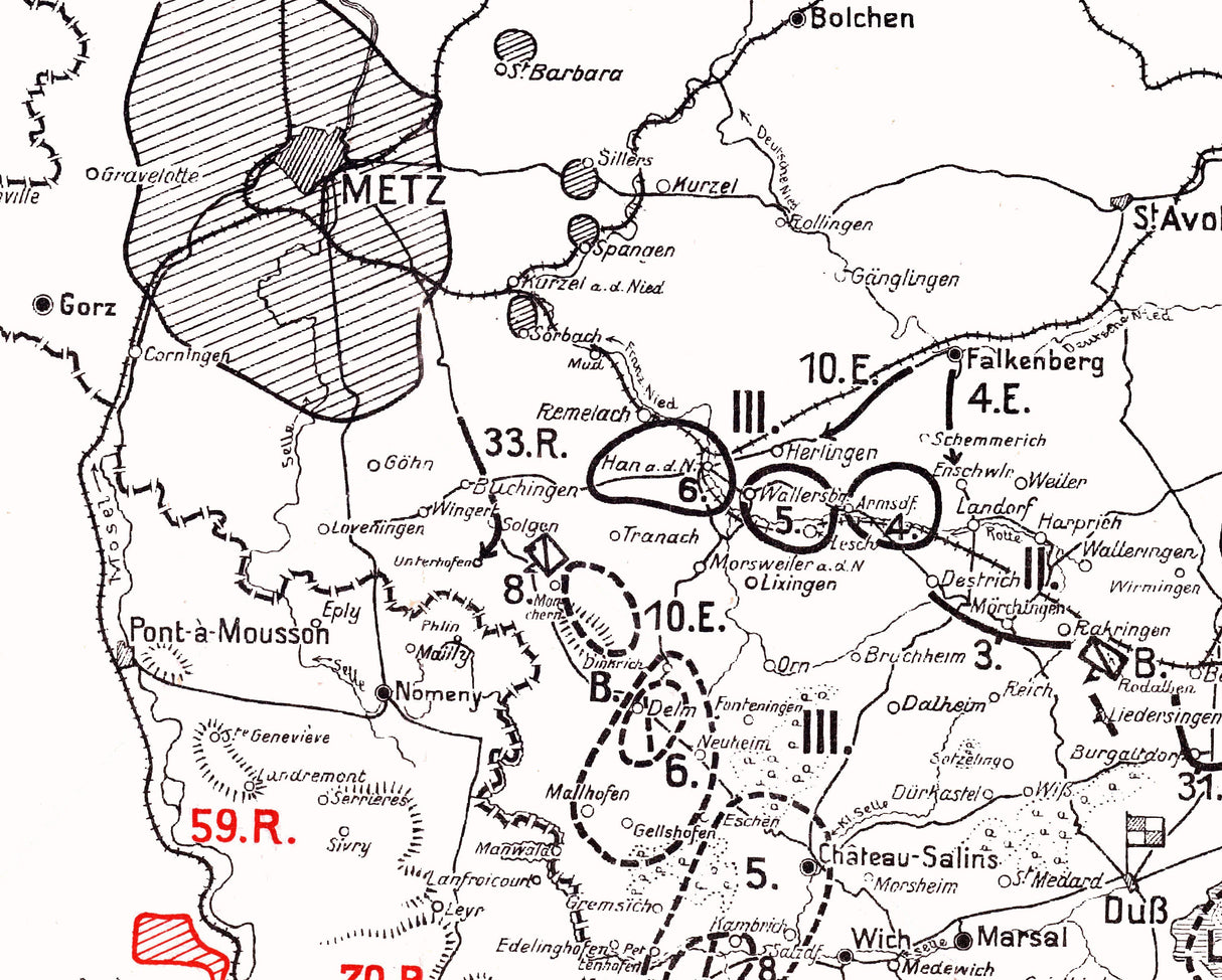 1918 Map of Strasbourg France Region Elsab Lothringen WW1