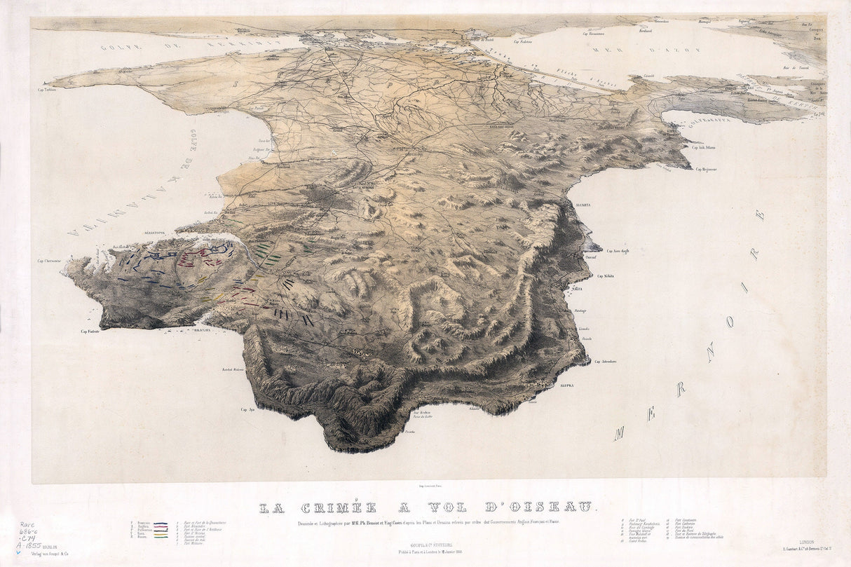 1855 Panoramic Aerial Map of Crimea Ukraine